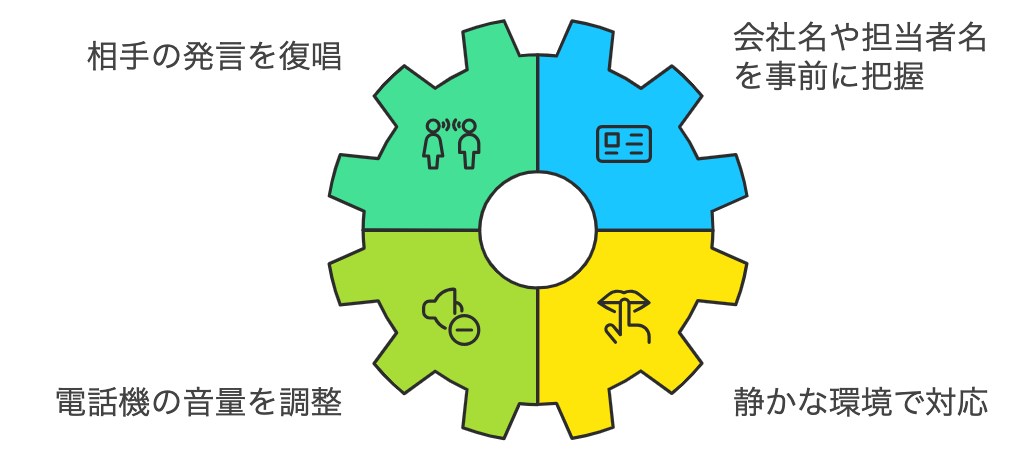 電話が聞き取れない自体を防ぐためのポイントを表した図