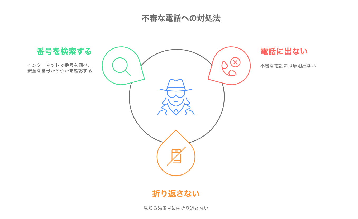 不審な電話への対処法をまとめた図